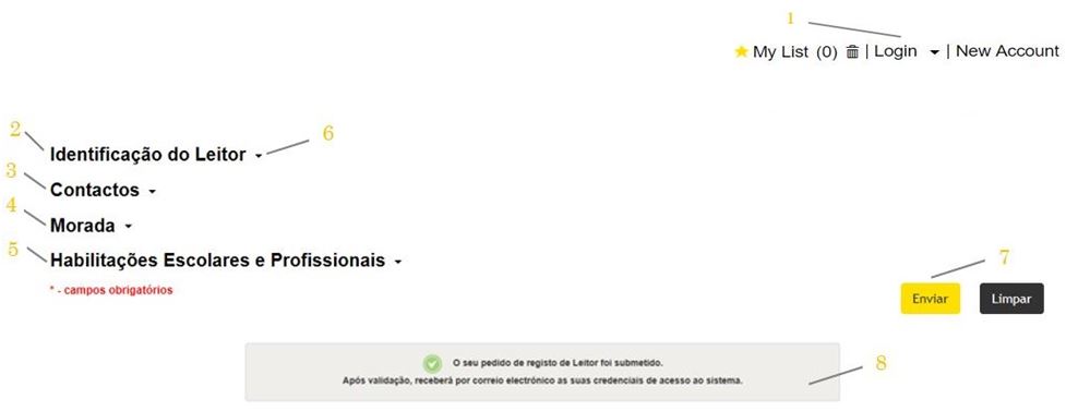 Pré-Registration form fields